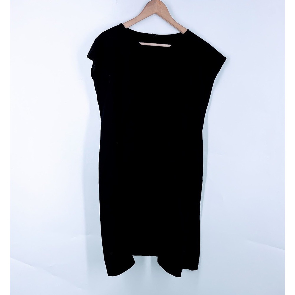 Uniqlo Womens Black Twist Front Sleeveless Shift Dress with Pockets Size M